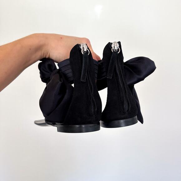 Giuseppe Zanotti Satin Toe Ring Bow Detail Flat Sandals Black 38.5 - Picture 3 of 8